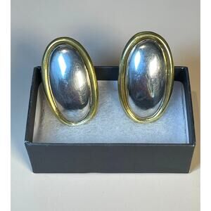Taxco 925 Sterling Silver and Brass Clip On Earrings 19.45g